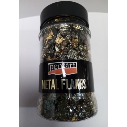 PENTART FOLIA PŁATKI 100ml   ZŁOTO/GRANATOWO/ZIELONE  , cienkie listki folii , M2  folia do złoceń w płatkach, ikona,rama, szlagmetal
