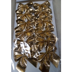KOKARDKI DEKORACYJNE ZŁOTE  12szt / 5x6cm / kokardka / 4435