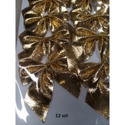 KOKARDKI DEKORACYJNE ZŁOTE  12szt / 5x6cm / kokardka / 4435