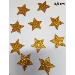 Gwiazdki samoprzylepne BROKATOWE 3,5cm / kmpl 10szt / gwiazdka brokat ZŁOTA / 5858 / gr;2mm / NAKLEJKI PIANKOWE