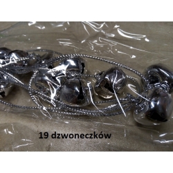 Girlanda z dzwoneczkami GIR-4886 kolor SREBRNY dł. 2m / DZWONKI 2cm / 19szt na sznurku / dźwiękowe / dzwonek