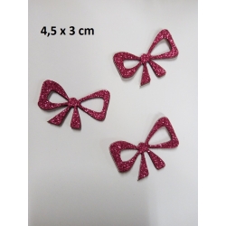 Kokardki samoprzylepne BROKATOWE 4,5x3cm / kmpl 3szt / kokardka 4,5x3cm brokat C. RÓŻOWY / 1195 / gr;2mm / NAKLEJKI PIANKOWE