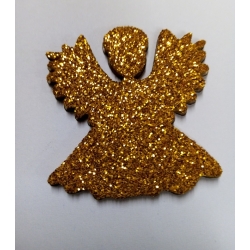 Aniołki samoprzylepne BROKATOWE 3,5x3,5cm / kmpl 3szt / aniołek 3,5x3,5cm brokat ZŁOTY / 5151 / gr;2mm / NAKLEJKI PIANKOWE