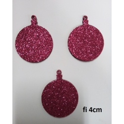Bombki samoprzylepne BROKATOWE fi 4cm / kmpl 3szt / bombka 4cm brokat C. RÓŻOWY / 1350 / gr;2mm / NAKLEJKI PIANKOWE