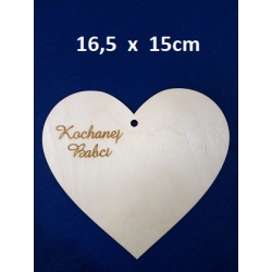 Sklejka #3mm Serce 16,5x15cm Kochanej Babci , serce z zawieszką / Dzień Babci /dla Babci / 5855