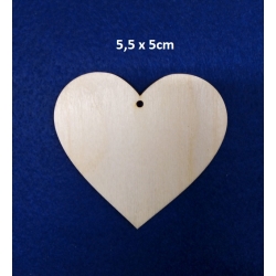 SKLEJKA #3mm Serce 5,5x5cm klasyczne równe z otworem , serduszko 5,5cm / 0707