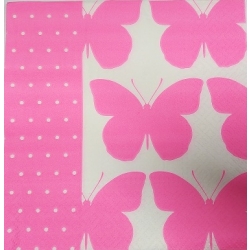 Serwetka do decoupage -774- motyle , jaskrawy róż
