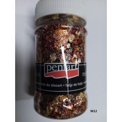 PENTART FOLIA PŁATKI 100ml ZŁOTO/CZERWIEŃ/PURPURA , cienkie listki folii M12 folia do złoceń w płatkach, ikona,rama, szlagmetal/ 2952