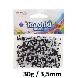 KORALIKI AKRYLOWE 3,5mm BIAŁO-CZARNE BREWIS / BRE KZ12