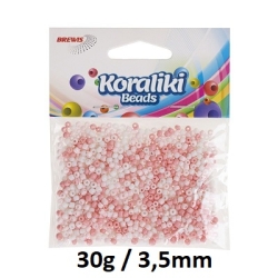 KORALIKI AKRYLOWE 3,5mm BIAŁO-RÓŻOWE BREWIS / BRE KZ11