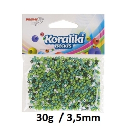 KORALIKI AKRYLOWE 3,5mm BIAŁE-ZIELONE-TURKUSOWE 30g BREWIS / BRE KZ15