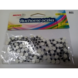 Ruchome oczka 6mm / 150szt Brewis R01 / samoprzylepne