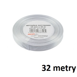 32m / WSTĄŻKA SATYNOWA 12mm BIEL PLATYNOWA / 3564