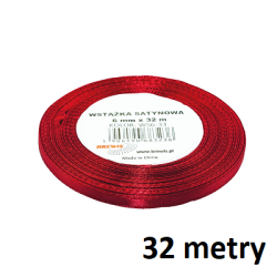 32m / WSTAŻKA SATYNOWA 6mm KOLOR BORDOWY / 3236