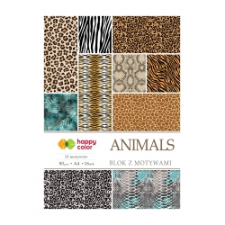 BLOK Z MOTYWAMI ANIMALS A4 / 15arkuszy 80gr HAPPY COLOR