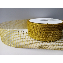 1 mb / Wstążka siatkowa florystyczna 48mm ZŁOTA / cena za 1 metr, siatka