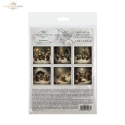 Zestaw papierów ryżowych mini ITD 14,8*14,8cm /  6szt /  RSM207 / MYSZKI ŚWIĘTA