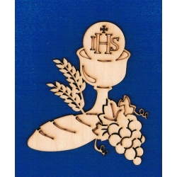 Kielich i chleb , Komunia, IHS , 15x12,5cm / SKLEJKA #3mm