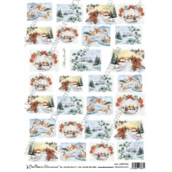 DECOMANIA PAPIER RYŻOWY 35x25cm  MAŁE WZORY  WIDOCZKI  / LMD7034