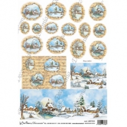 DECOMANIA PAPIER RYŻOWY 35x25cm   MAŁE WIDOCZKI ZIMA /  LMD7035