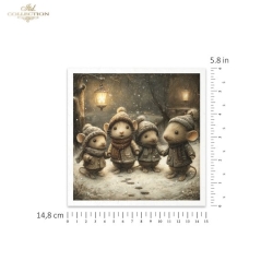 Zestaw papierów ryżowych mini ITD 14,8*14,8cm /  6szt /  RSM207 / MYSZKI ŚWIĘTA