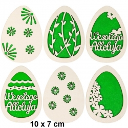 BEERMATA #1,5mm  Jajka z tekturki z podkładką filcową zieloną / mix wzorów / komplt 6szt /  Jajko 10x7cm
