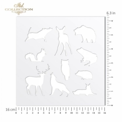 Szablon 16x16cm  / ST0233A / zwierzęta sarenka, wilk, żaba itp