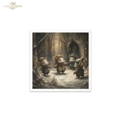 Zestaw papierów ryżowych mini ITD 14,8*14,8cm /  6szt /  RSM207 / MYSZKI ŚWIĘTA