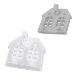 Foremka silikonowa – dom, domek / 7,7x1,1x8,7cm /  bezpieczna dla żywności, do żywicy, gliny i mas plastycznych / 1085