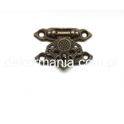 Zamknięcie 3,7x2,7cm ozdobne metalowe , zatrzask 3,7x2,7cm  ( A027 ) stary mosiądz / okucia metalowe  do pudełek