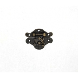 Zamknięcie  2,7x3,7cm ozdobne , zatrzask  2,7x3,7 cm  ,   stary mosiądz A085m / okucia metalowe  do pudełek