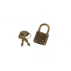 Zamek C286 , mini kłódka z kluczykiem ciemny mosiądz / 18mmx33mm / zatrzaskowa