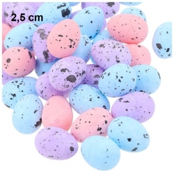 Jajka Styropianowe Nakrapiane Mix 3kolorów /  2,5x1,8cm  / 50szt  / pastelowe / jajko 2,5cm KR412