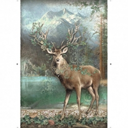 STAMPERIA PAPIER RYŻOWY A4  /  MAGIC FOREST JELEŃ / DFSA4750