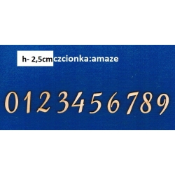 Cyfra, cyferka  h - 2,5 cm - czcionka amaze  CENA ZA 1 szt