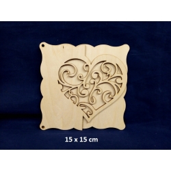 SKLEJKA #3mm Baza 15x15cm , Zaproszenie Ślub, Rocznica / baza serce ażurowe / 1290 / BAZA I / tabliczka 15x15cm