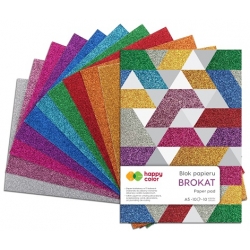 BROKAT Blok papierów brokatowych 10kolorów / format A5  150g  / Happy Color / HA 3815