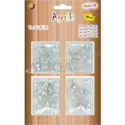 Agrafki  100szt  mix wielkości  SREBRNE  /  AGR-3103 , agrafka , ALIGA
