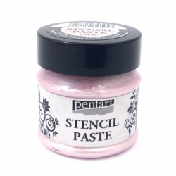 PENTART PASTA DO SZABLONÓW 50ml METALICZNA JASNY ROŻ / WATA CUKROWA