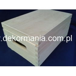 Skrzynia 30x20x13,5cm z deklem  PROSTE BOKI, skrzynka  z wiekiem i uchwytami, dekiel