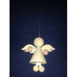 Aniołek 6,5cm drewniany 3D,  zawieszka na choinkę.