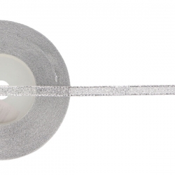 1 mb / Wstążka brokatowa metaliczna #6mm SREBRNA / cena za 1metr