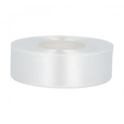 1mb / Wstążka satynowa szer: 25mm  BIAŁA
