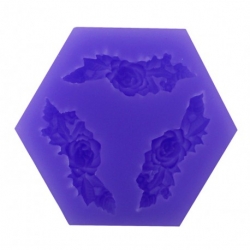 FOREMKA SILIKONOWA 6,5x6,5cm  / 3 GAŁĄZKI Z RÓŻYCZKĄ / 90440