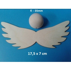 SKLEJKA #3mm Skrzydła do aniołków  17,5x7cm + kulka fi 35mm z otworami, skrzydła aniołka , anioła