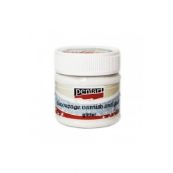 PENTART- Klej z lakierem i  BROKATEM  do decoupage, serwetek  50ml , 2w1 / klej brokatowy