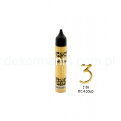 Konturówka metaliczna Dora 3D 25ml KD5136  czyste złoto