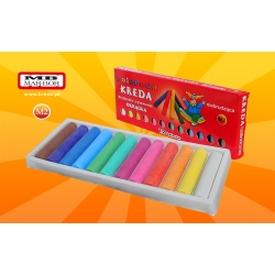 Kreda kolorowa okrągła  12 lasek szerokość 14mm / wysokość  66 mm  / M2 niebrudząca , niepyląca