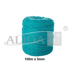 100m / Sznurek bawełniany do makramy ALIGA  SBK-22 szmaragdowy 5mm x 100m (splot 21 nitek) makrama