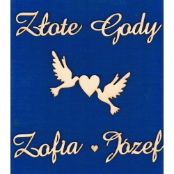Złote Gody  , gołabki, imiona   wys: liter 3cm  / cz;amaze